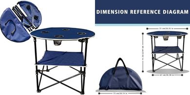 Portable Collapsible Camping Table with Cup Holders
