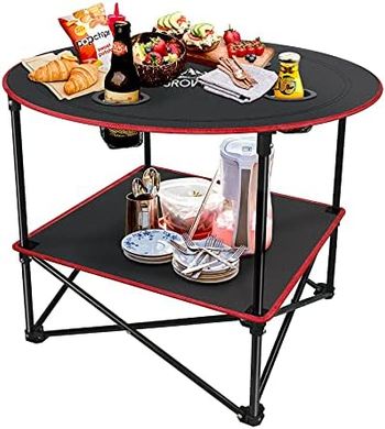 Portable Folding Camping Table with Cup Holders & Carry Bag
