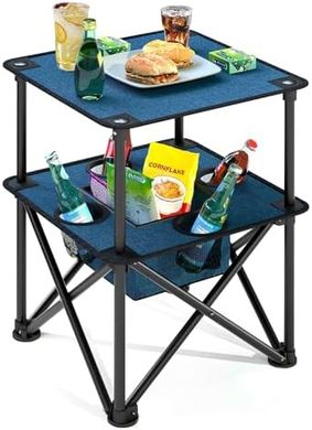 Portable Folding Camp Table with Cup Holders & Carry Bag
