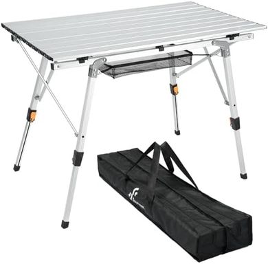 Sportneer Lightweight Adjustable Folding Camp Table with Mesh Top
