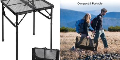 RedSwing Portable Folding Grill Table: Adjustable Height, 24x24"
