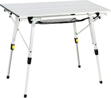 Portable Adjustable Height Camping Picnic Table with Mesh Layer
