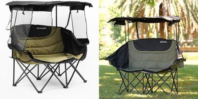 Portable Folding Canopy Loveseat for Outdoor Relaxation
