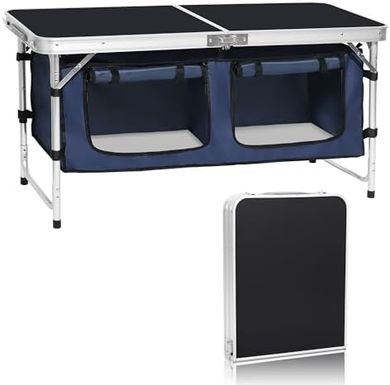 Portable Folding Aluminum Table: Adjustable Height for Outdoor Events
