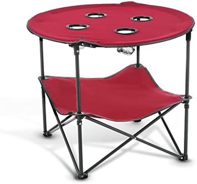 Portable Folding Round Table: Heavy-Duty Steel, 600D Canvas, Storage
