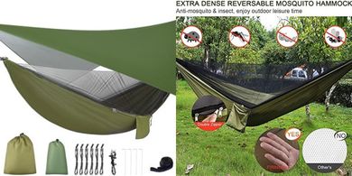 Portable Camping Hammock with Rainfly & Mosquito Net
