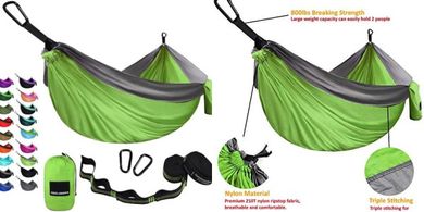 Gold Armour Portable Camping Hammock (Lime Green & Grey)
