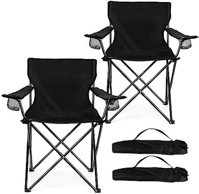 HaSteeL Folding Camping Chairs: 2-pack, 275lb capacity, with bags.
