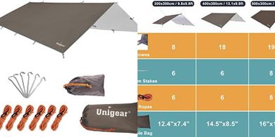 Unigear Hammock Rain Fly: Waterproof, UV-resistant, lightweight camping tarp.
