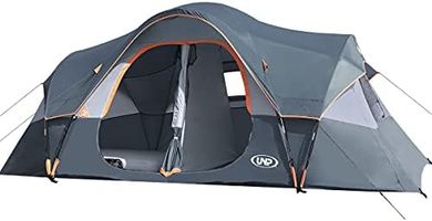 Spacious 10-Person Family Camping Tent: Waterproof, 2-Room Design
