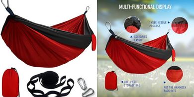 Portable Hammock: Lightweight, Packable Camping Swing (Red/Black)
