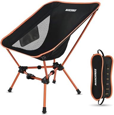 MARCHWAY Lightweight Folding Camp Chair: Portable, Stable, 330lb Capacity (Orange)
