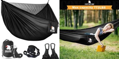 Covacure Double Hammock: Lightweight, 772lb Capacity, Portable for Camping & Travel
