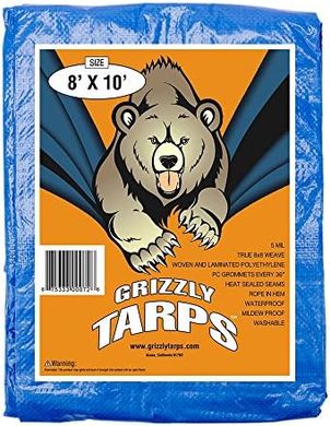 B-Air Grizzly 8x10 Heavy-Duty Waterproof Tarp with Grommets
