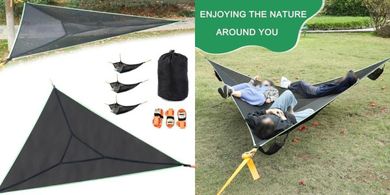 LUKETURE Triangle Camping Hammock: 600lb Capacity, 2-3 People
