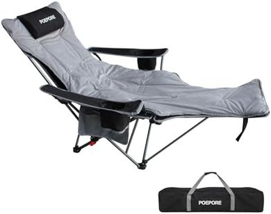 Portable Reclining Camping Chair with Headrest and Footrest
