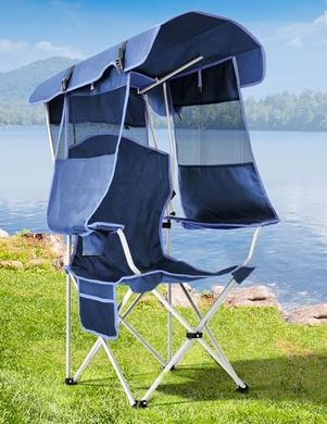 Portable Folding Canopy Chair with Cup Holder & Side Pocket (330 lbs)
