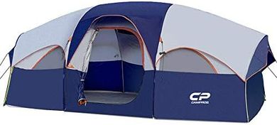 CAMPROS 8-Person Weatherproof Family Tent with Divided Rooms
