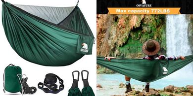 Covacure Double Hammock: Lightweight, 772lb capacity, portable for all adventures.
