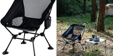 iClimb Ultralight Folding Beach Chair with Wide Feet & Back Support
