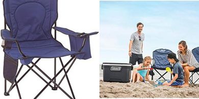 Coleman 4-Can Cooler Camping Chair with Cushioned Seat & Carry Bag
