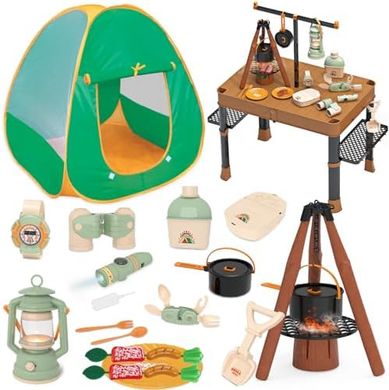 Fistone Kids Camping Play Set: Tent, Table, Projector, Toys & Food
