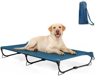 Heavy-Duty Elevated Dog Cot (Large, Dark Blue, 160 lbs)
