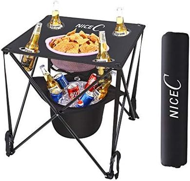 Portable Camping Cooler Table with Carry Bag
