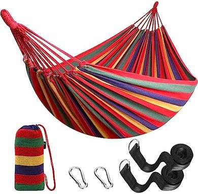 Anyoo Comfortable Cotton Hammock with Straps (660lbs, Portable)
