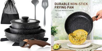 10-Piece Non-Stick Cookware Set with Removable Handles, Oven-Safe & PFOA-Free
