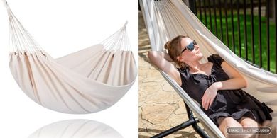 SUNCREAT Double Canvas Hammock: 475lb Capacity, Carry Bag Included
