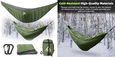 Lightweight, warm camping hammock underquilt (41-68°F, 500lb capacity)
