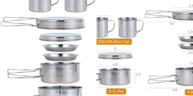 BeGrit Mini Camping Cookware Set: Pot, Pan & Utensils
