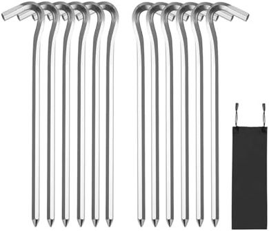 GuoluvSoo Aluminum Tent Stakes: 7" Hexagon, 12-Pack
