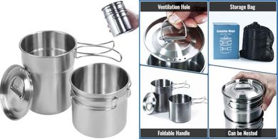 Foldable Stainless Steel Camping Cup & Mug Set (2-4 Cups)
