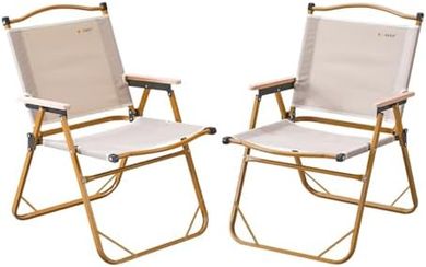 BOOSDEN Ultralight Camping Chairs: Portable, Wide, Wooden Handle, 2-Pack
