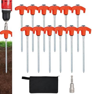 Heavy-Duty 8" Orange Screw-in Tent Stakes (12-Pack)
