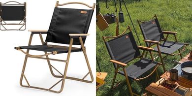 Naturehike Portable Folding Camp Chair with Wood Armrests (330 lbs)
