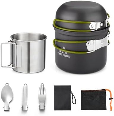 Lightweight Camping Cookware Set: Pots, Pans, & Utensils
