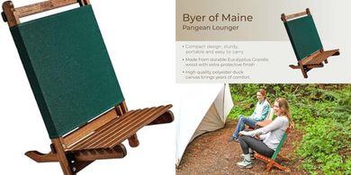 BYER of Maine Pangean Lounger: Durable, portable, folding wood chair (225 lbs).
