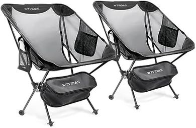 Ultralight Aluminum Camping Chairs (2-Pack), Breathable Mesh
