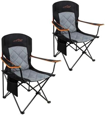 Heavy-Duty Padded Camping Chairs (2-Pack, 350 lbs, Cup Holders)
