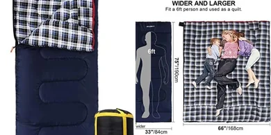 REDCAMP Cotton Flannel Sleeping Bag: Adult Cold Weather Camping Bag
