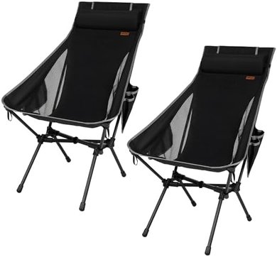 TOBTOS Portable Heavy-Duty Camping Chair with Pillow (2-Pack)