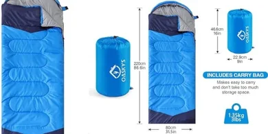 Oaskys 3-Season Lightweight Waterproof Sleeping Bag for Adults & Kids