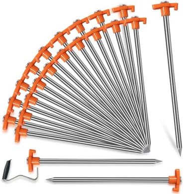 Heavy-duty galvanized tent stakes (20-pack, 10-inch) for camping & gardens.