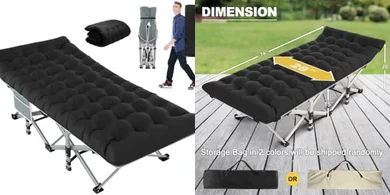 Slendor Folding Camping Cot: 800lb Capacity, Portable Bed
