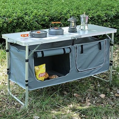 Adjustable Portable Camping Table with Storage