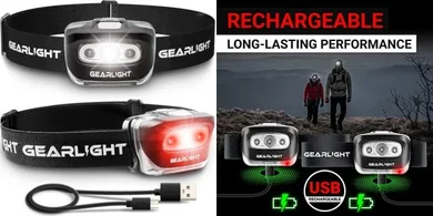 GearLight S500 Rechargeable LED Headlamps (2-Pack)