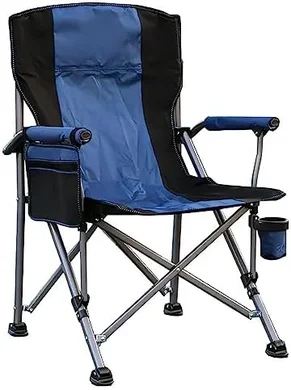 Camping Chair for Adults Heavy Duty Outdoor Patio Lawn Chairs Support 350 LBS High Back Padded Oxford with Armrests, Storage Bag, Cup Holder for Fishing, Camping, Foldable